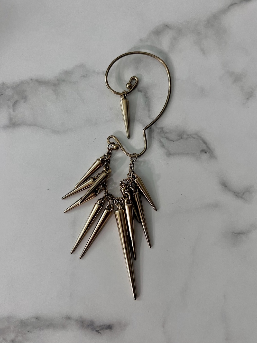 Gold Spike Dangle Ear Cuff - Women Jewelry